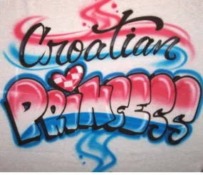 Croatian Princess with Heart and Flag Airbrushed Shirt