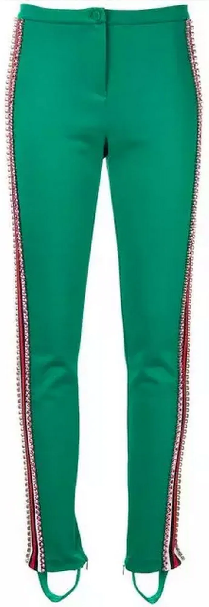 Crystal Embellished Stirrup Leggings, Green