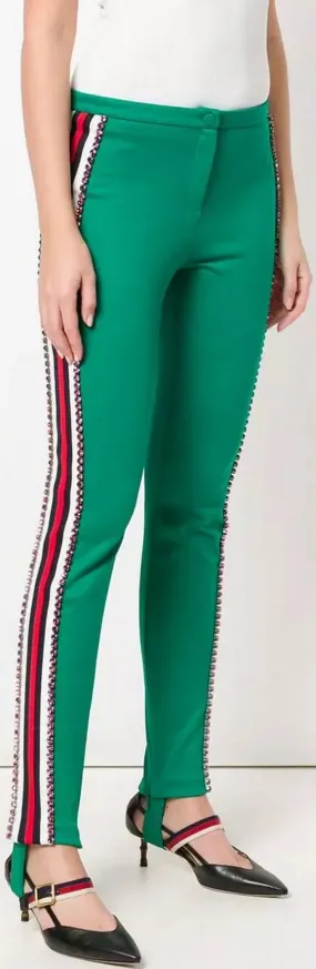 Crystal Embellished Stirrup Leggings, Green