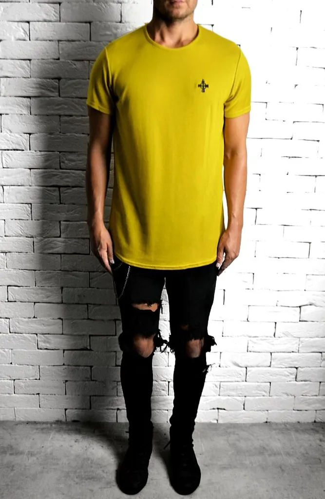 Curve Hem T-Shirt - Mustard