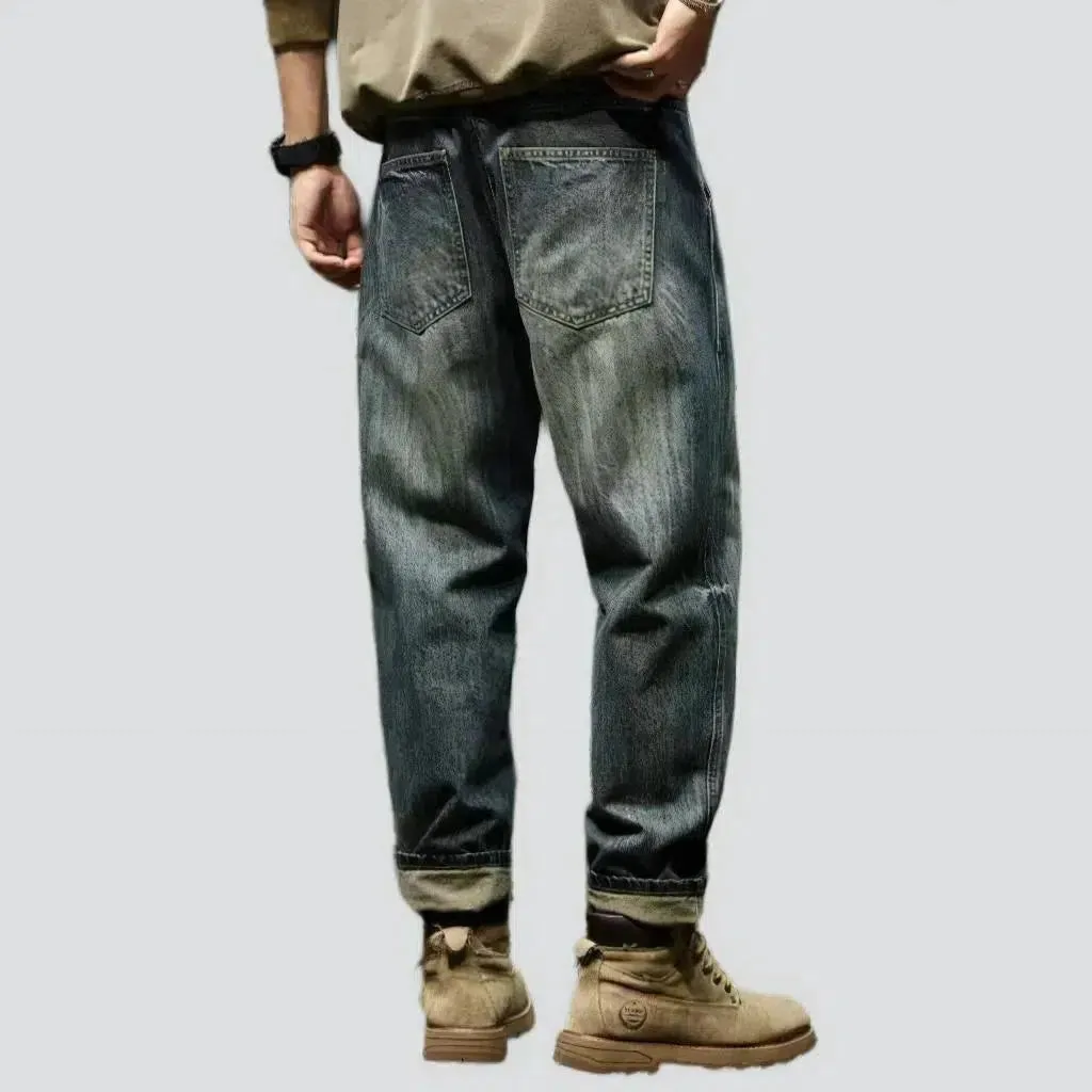 Dark-wash men's fashion jeans