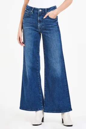 Dear John 'Fiona' Wide Leg Super High Rise Cropped Jeans in Creekwood