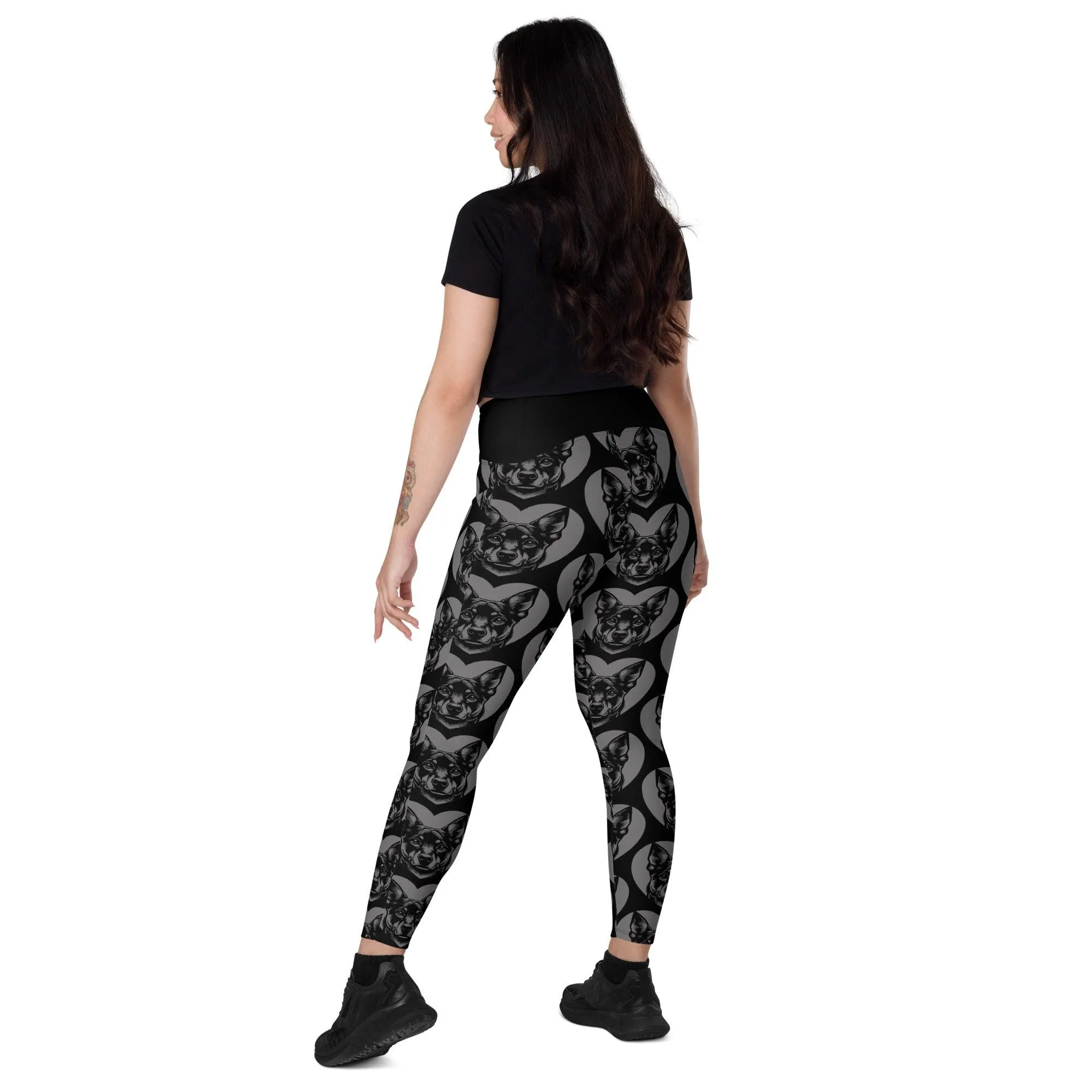 DOG BREED LEGGINGS with pockets - AUSTRALIAN KELPIE - HERTTAHOUND - grey