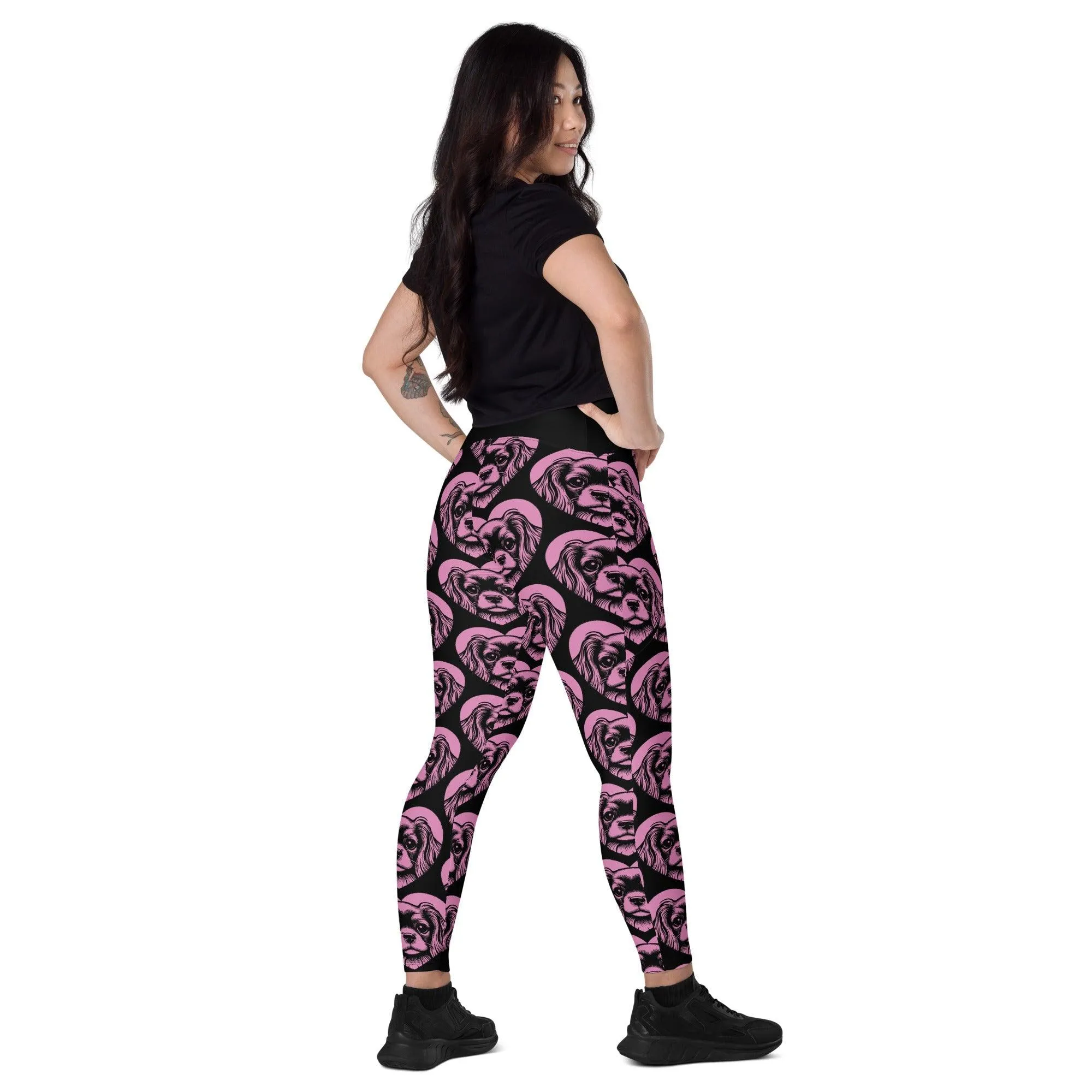 DOG BREED LEGGINGS with pockets - KING CHARLES SPANIEL - HERTTAHOUND - pink