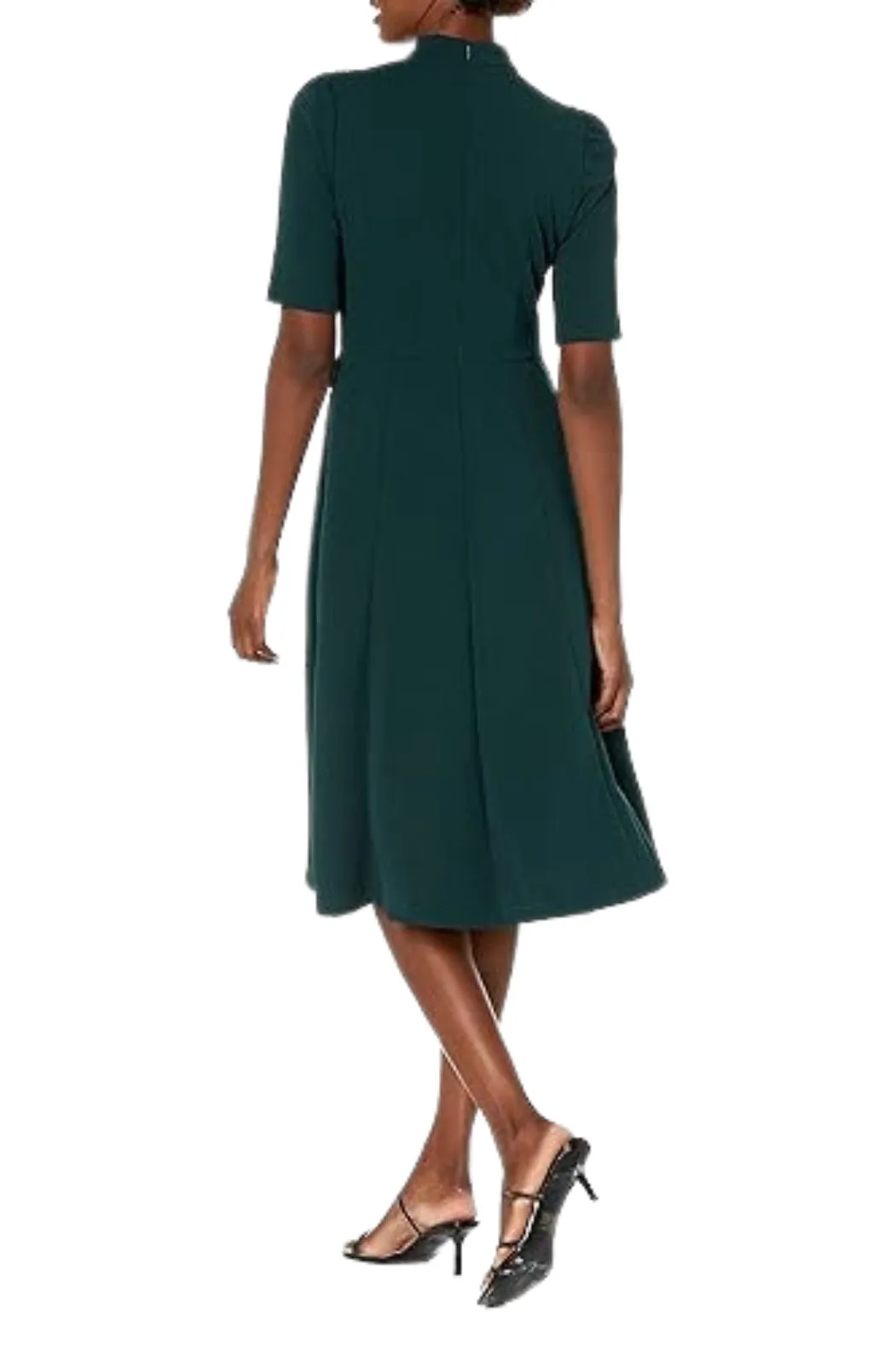 Donna Morgan Mock Neck Crepe Fit and Flare Dress