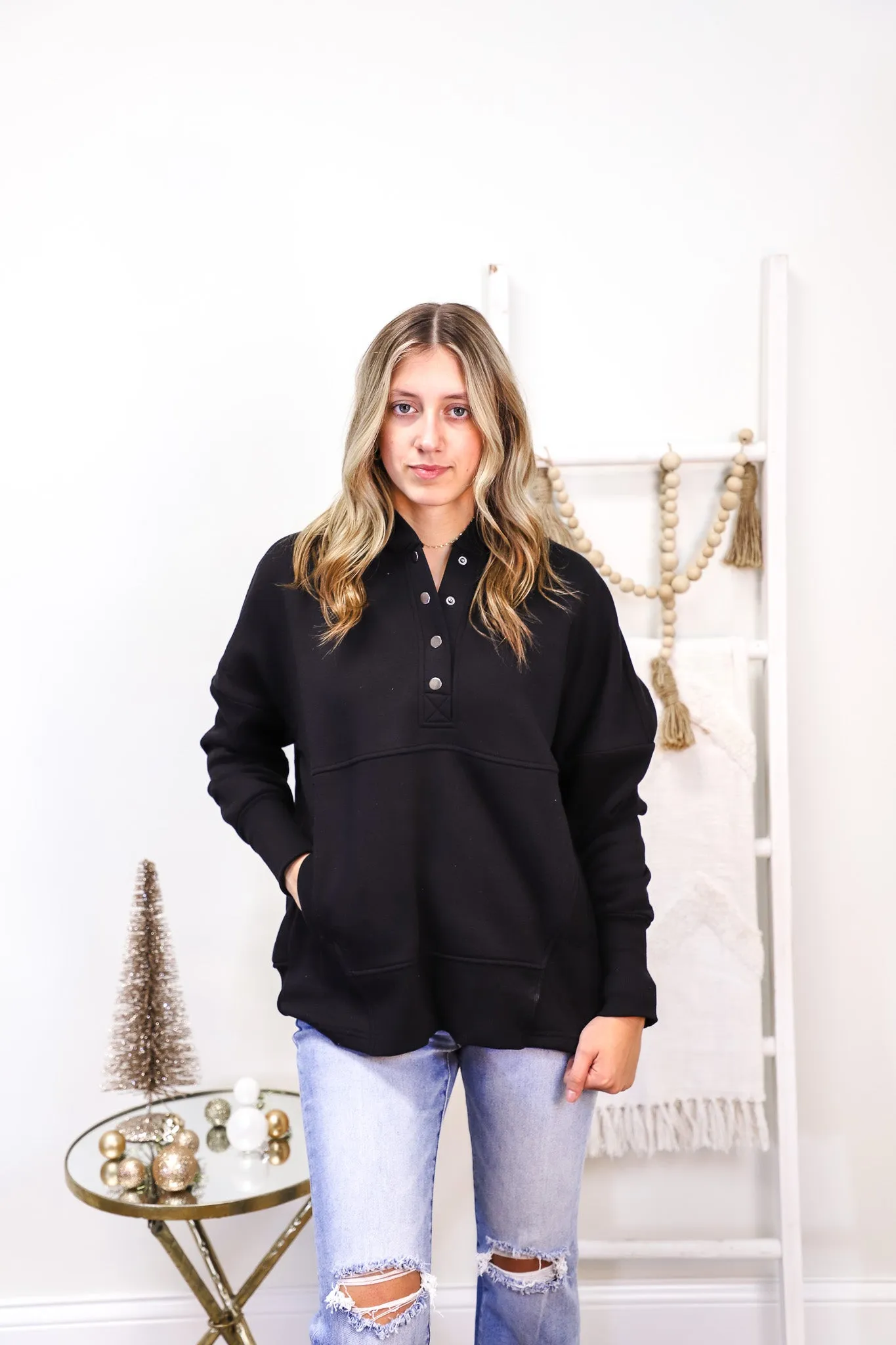 Doorbuster - Quarter Button Down Sweatshirt