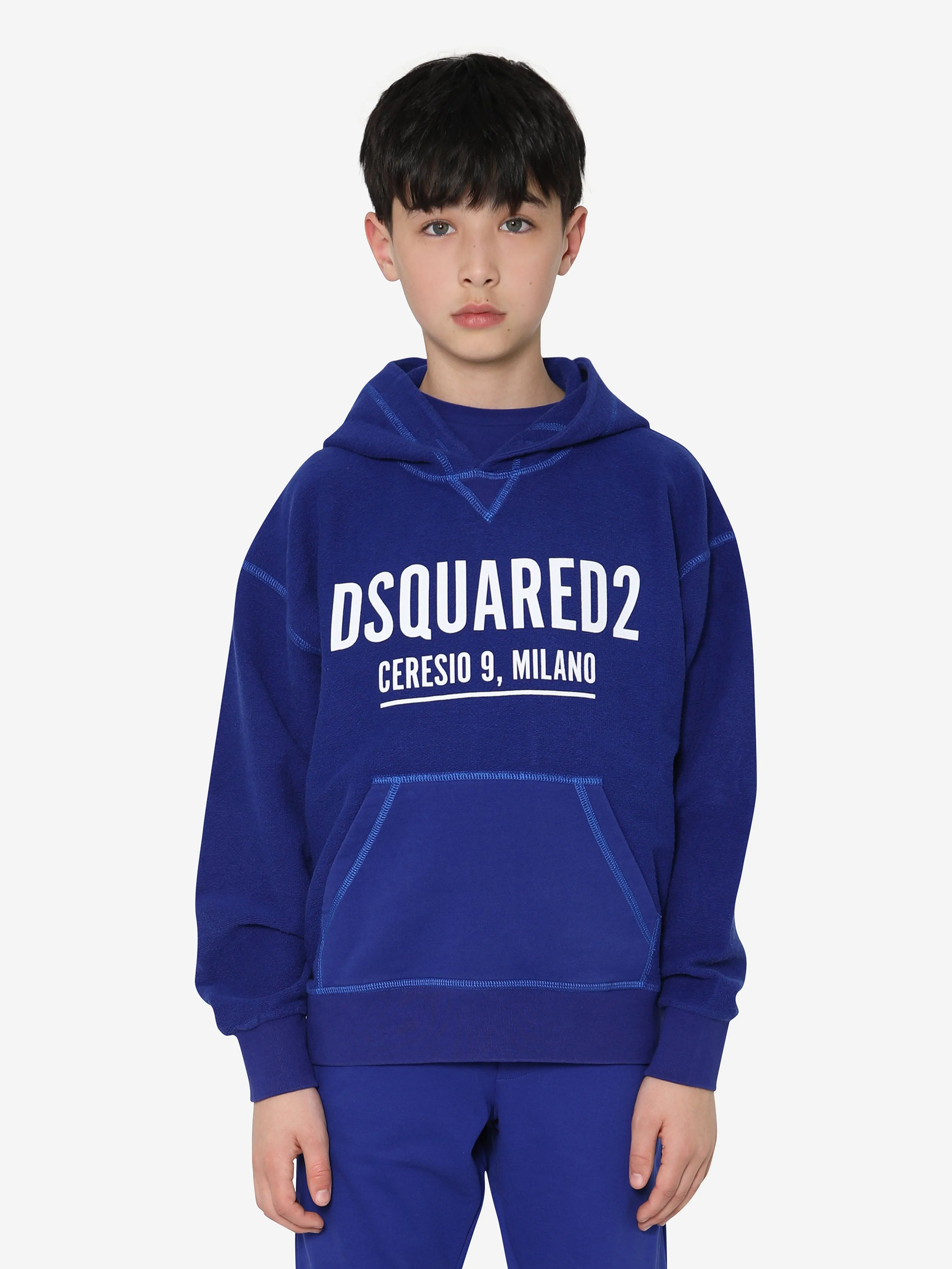 Dsquared2 Kids Logo Hoodie In Blue