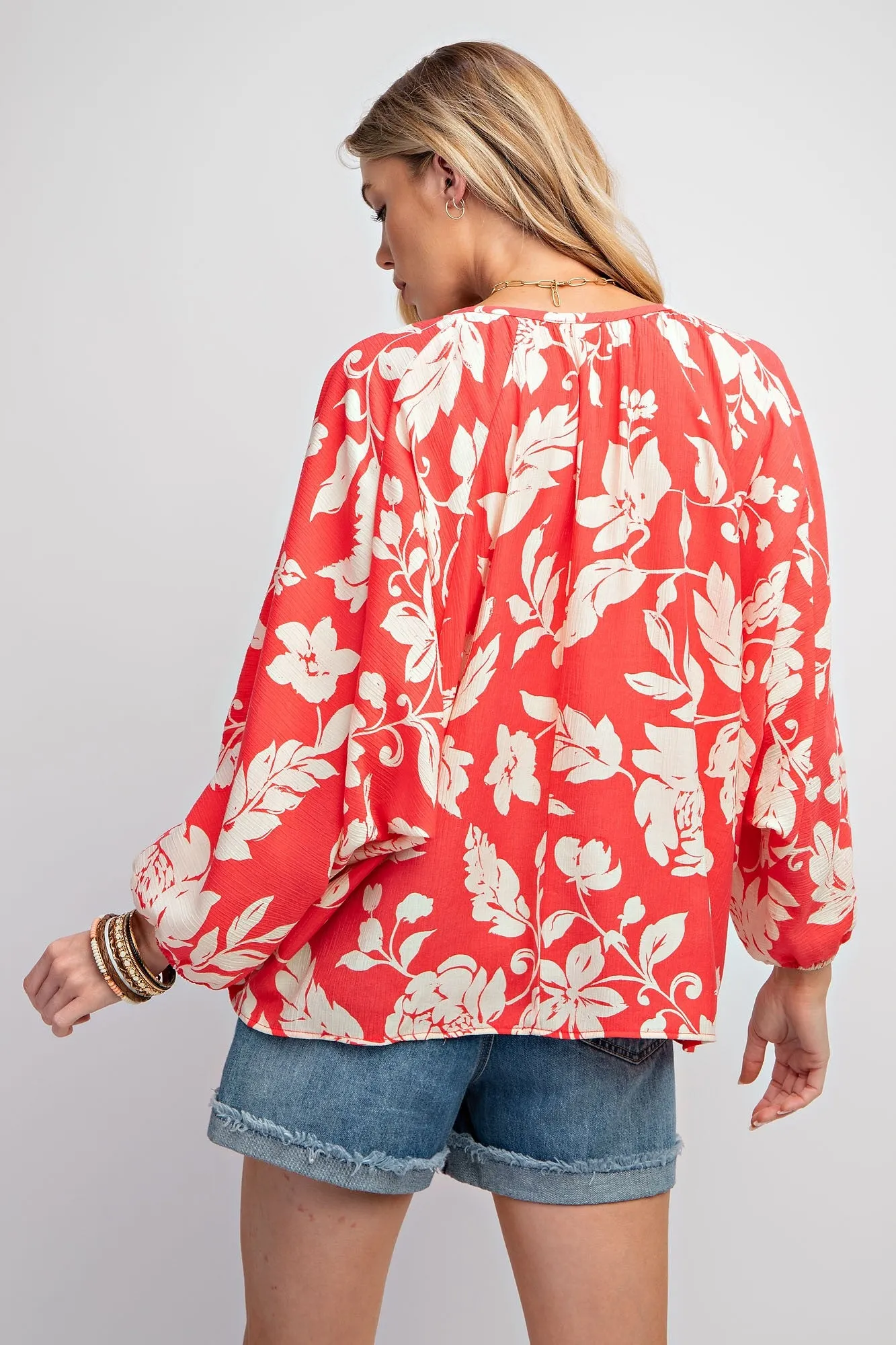 Easel Printed Peach Blossom Top