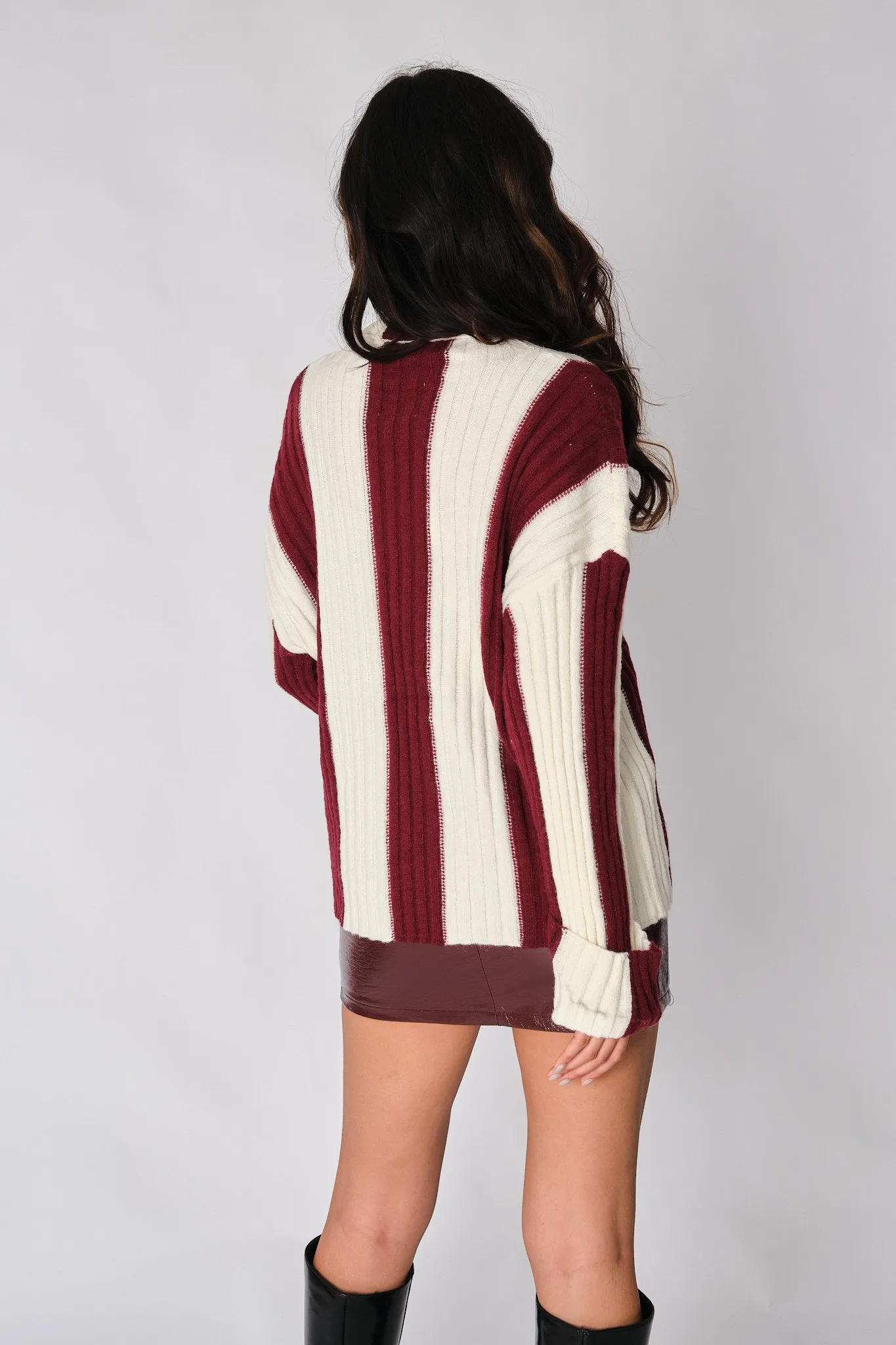 Ecru and Burgundy Edmee Sweater