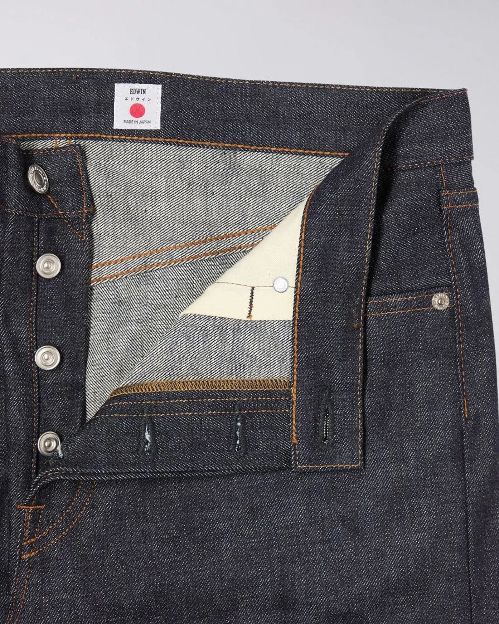 Edwin Made In Japan Slim Tapered Mens Jeans - 13.5oz Kaihara Dark Pure Indigo Rainbow Selvage Denim / Blue Unwashed