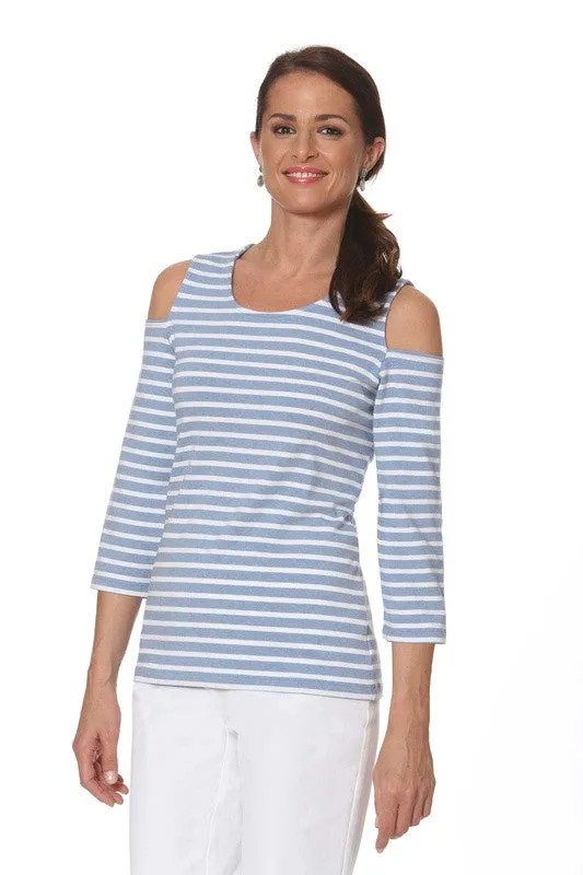 E.L.I. women's cold shoulder stripe top 349