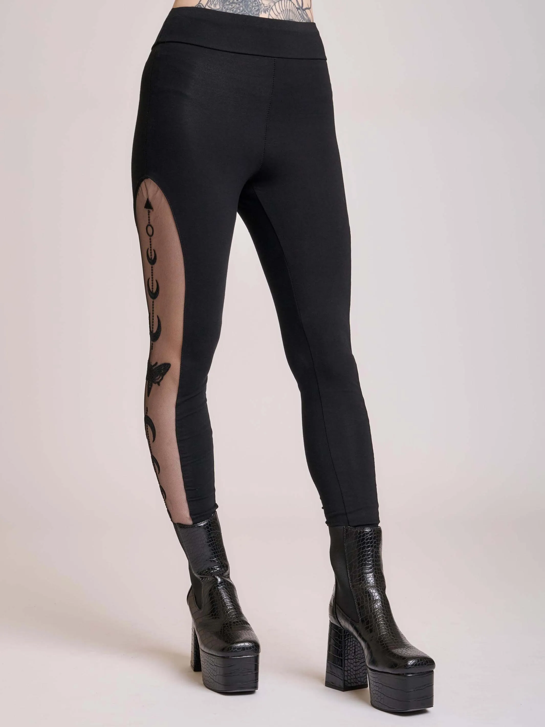 Embroidered moon phase leggings