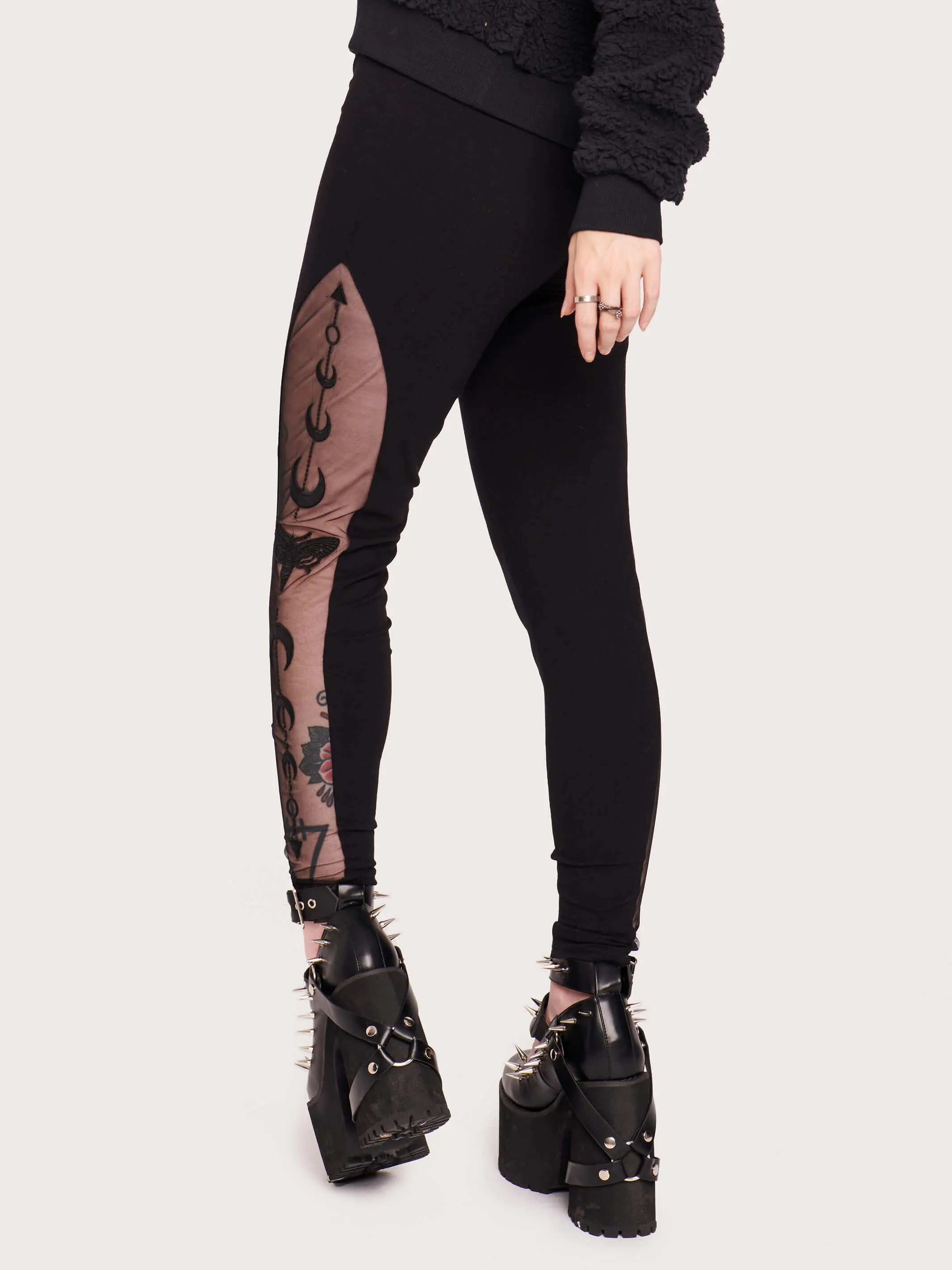 Embroidered moon phase leggings