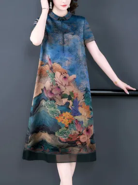 Embroidery Printed Midi Dress