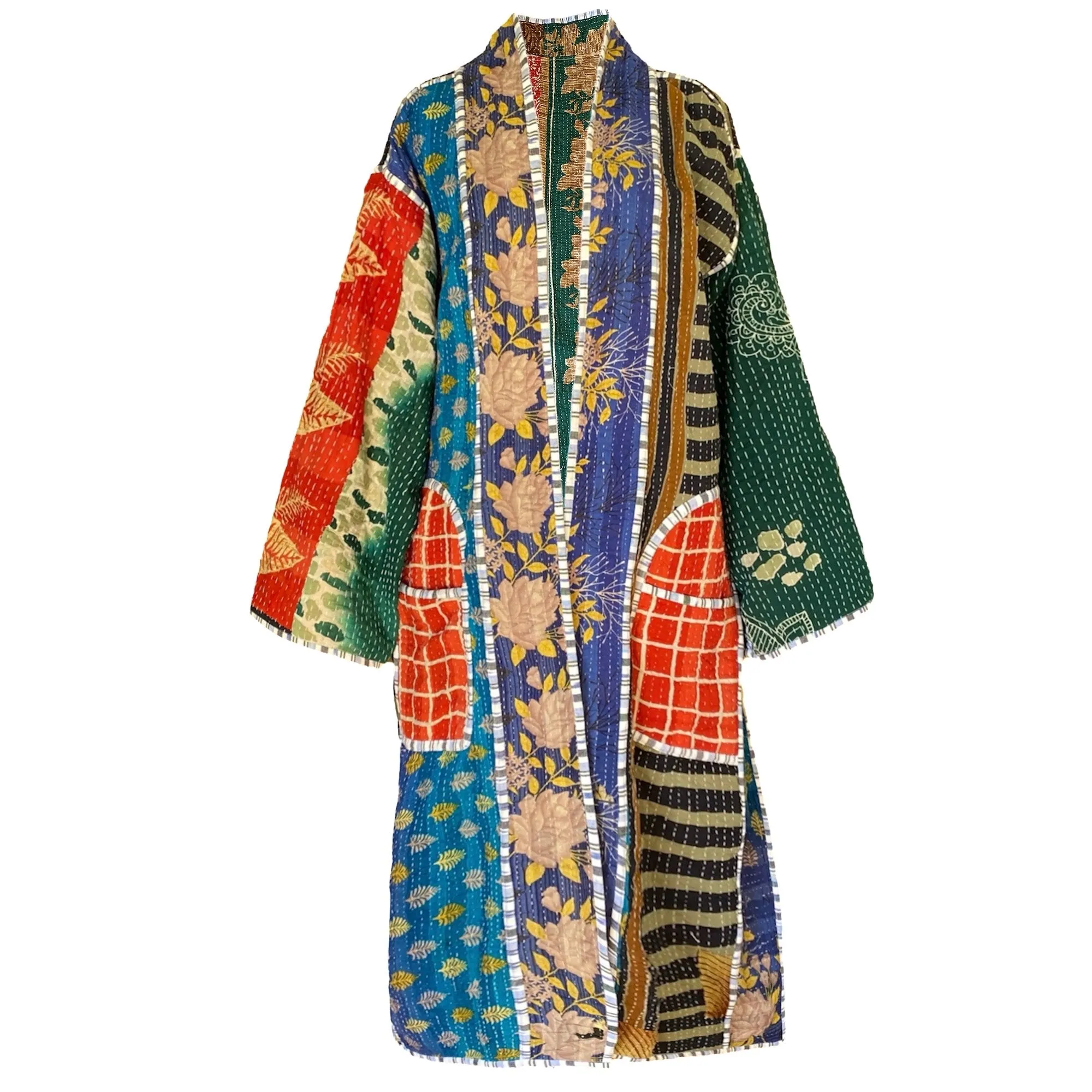 Etalla Cotton Vintage Quilted Kantha Coat ONE OF KIND