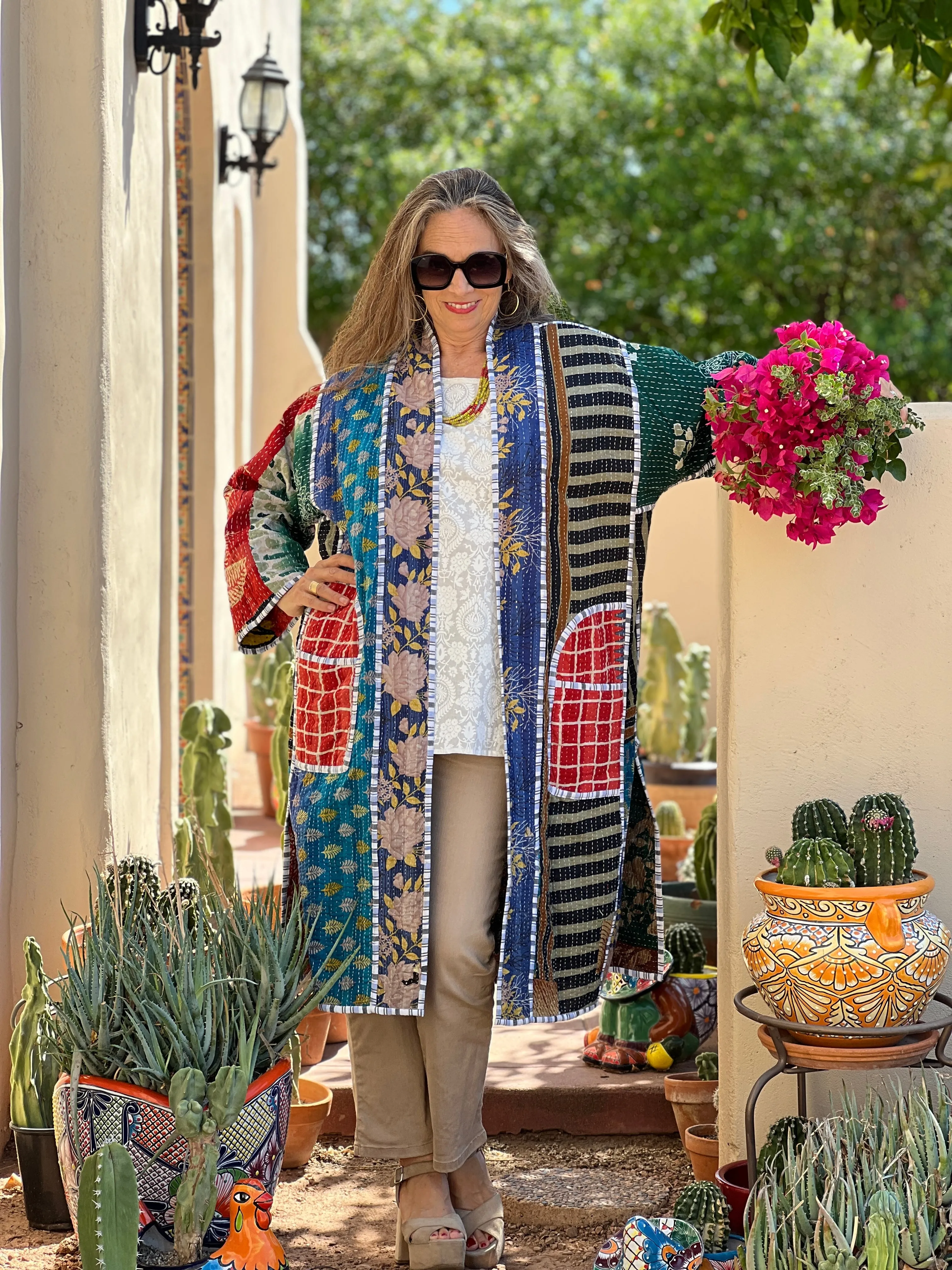 Etalla Cotton Vintage Quilted Kantha Coat ONE OF KIND