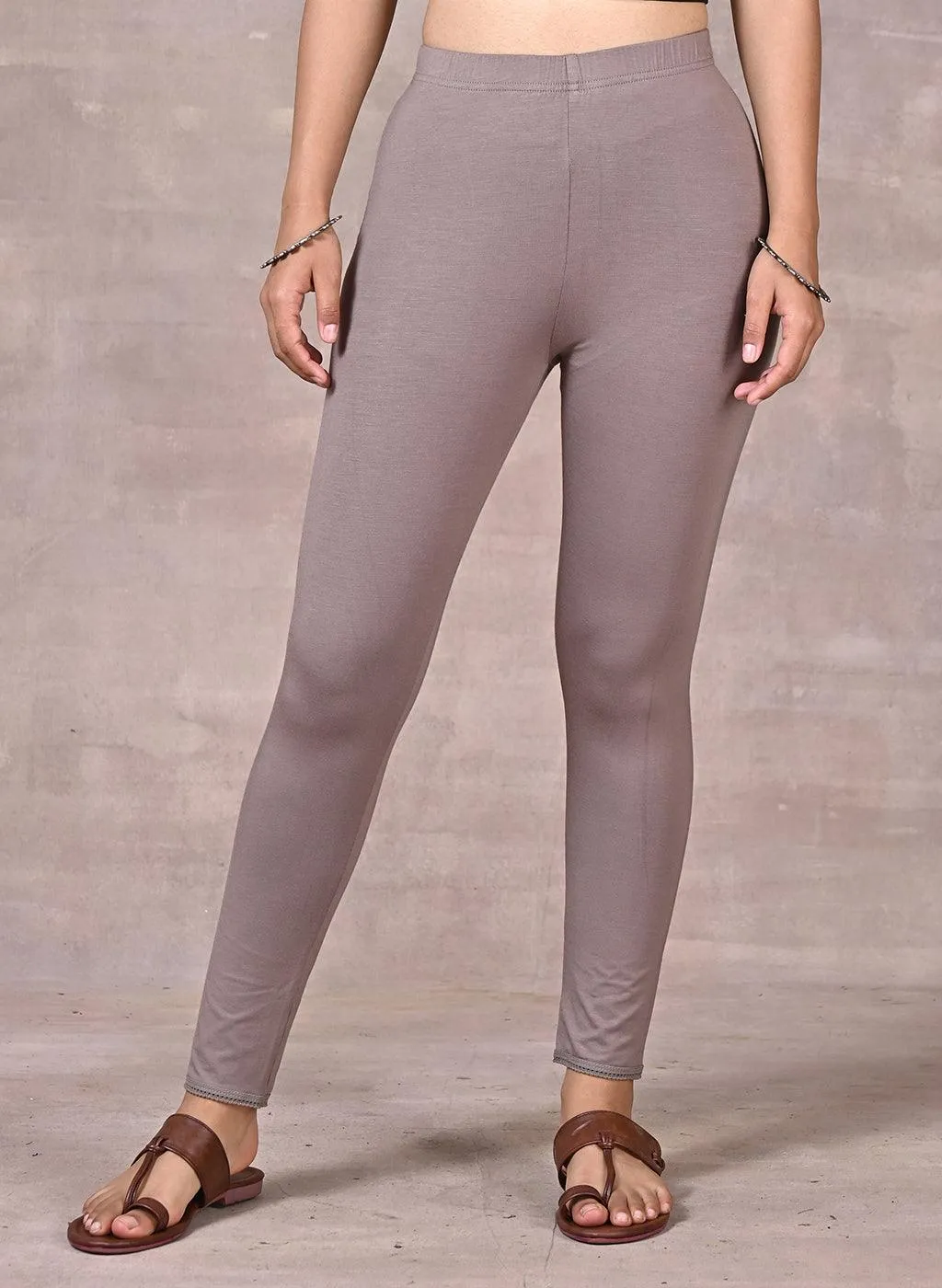 Farah Slate Grey Viscose Lycra Leggings for Women