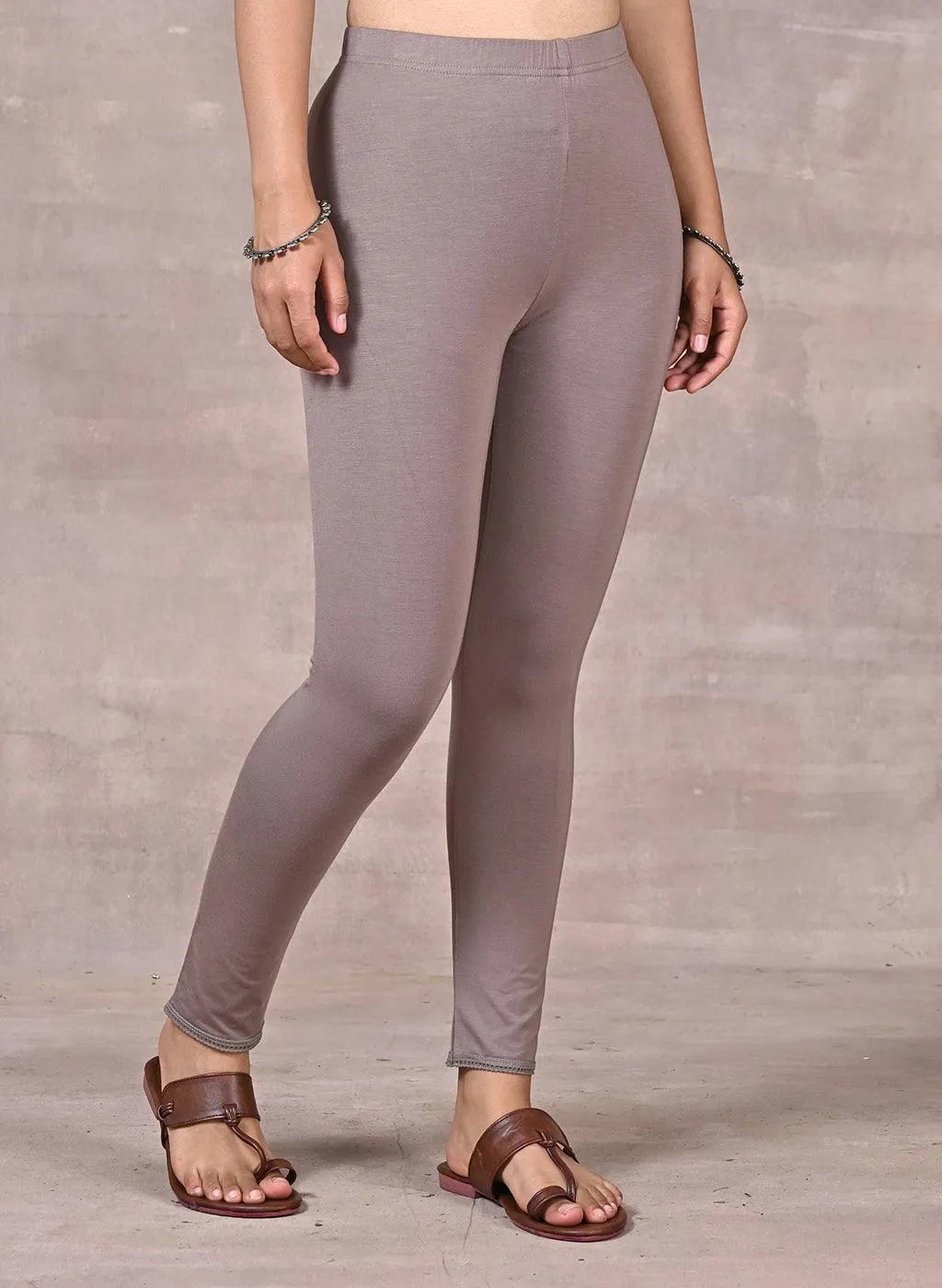 Farah Slate Grey Viscose Lycra Leggings for Women