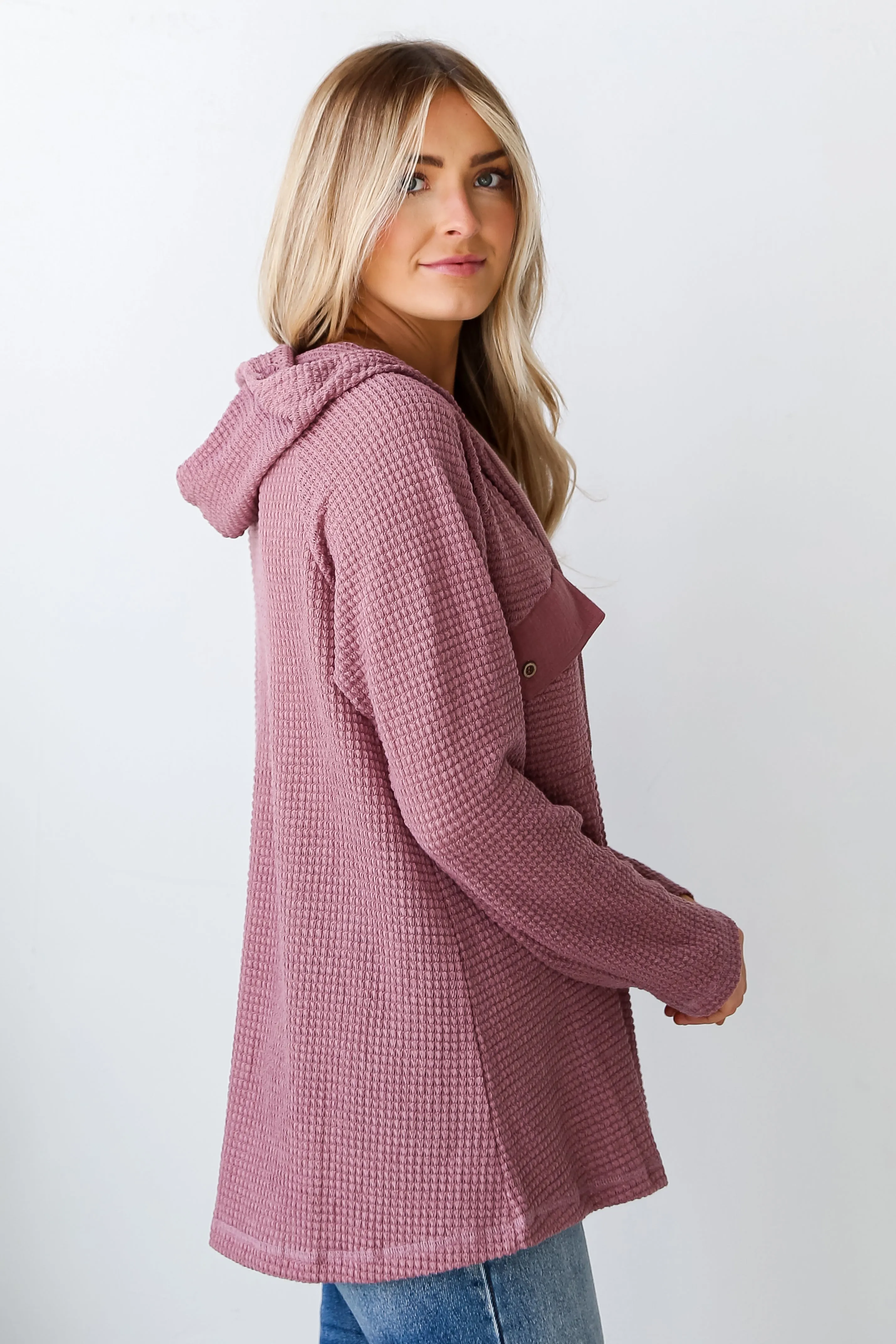 FINAL SALE - Casual Magic Mauve Waffle Knit Hoodie