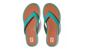 FitFlop Womens Gracie Leather Flip Flops Tahiti Blue