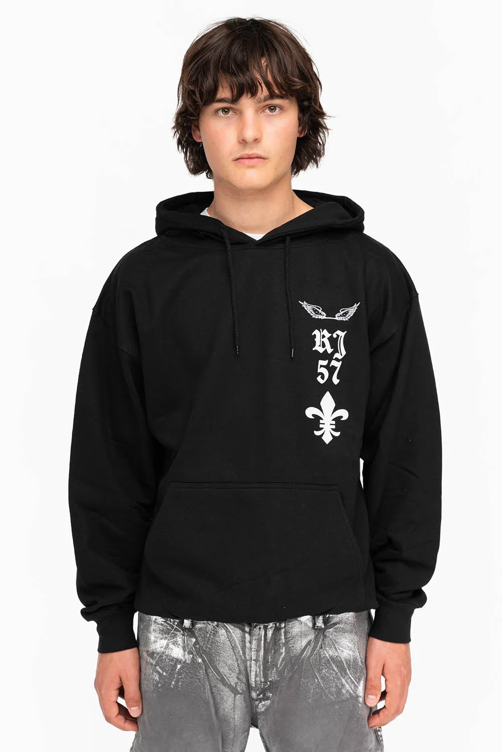 FLEUR-DE-LIS HOODIE IN BLACK