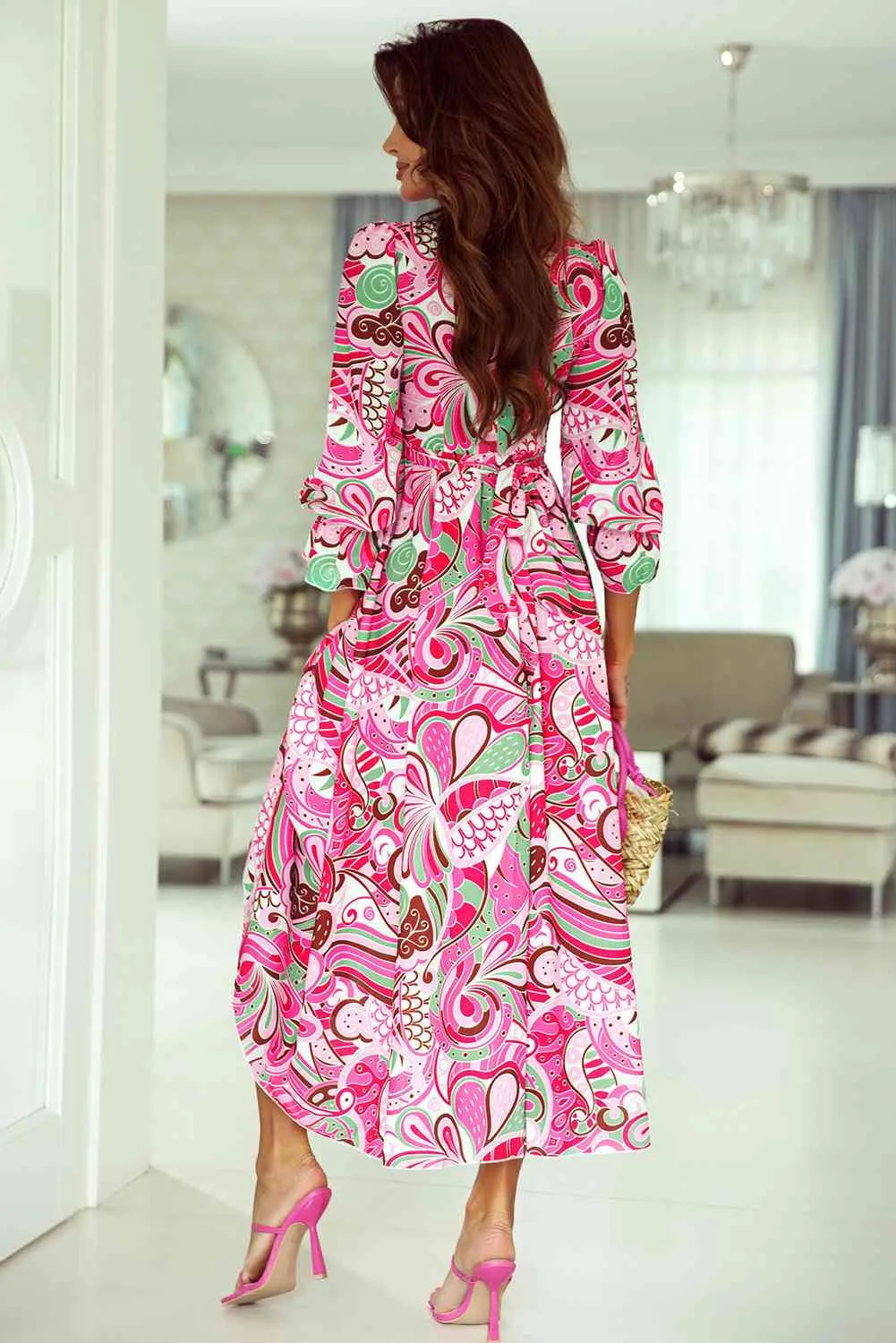 Flounce Sleeve Midi Resort Dress