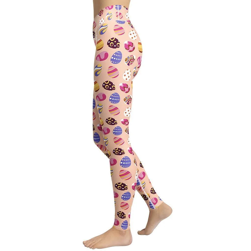 Fun Easter Eggs Pattern Yoga Leggings