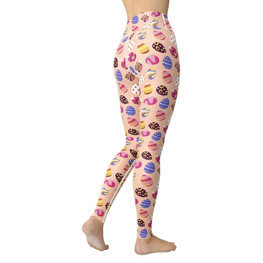 Fun Easter Eggs Pattern Yoga Leggings