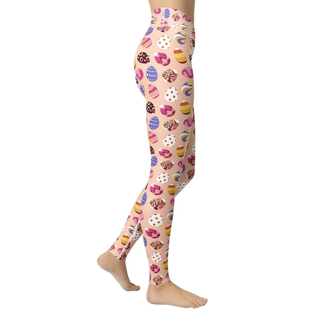 Fun Easter Eggs Pattern Yoga Leggings