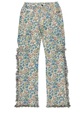 Girls Anaya Beige/Blue Slim Flare Pants