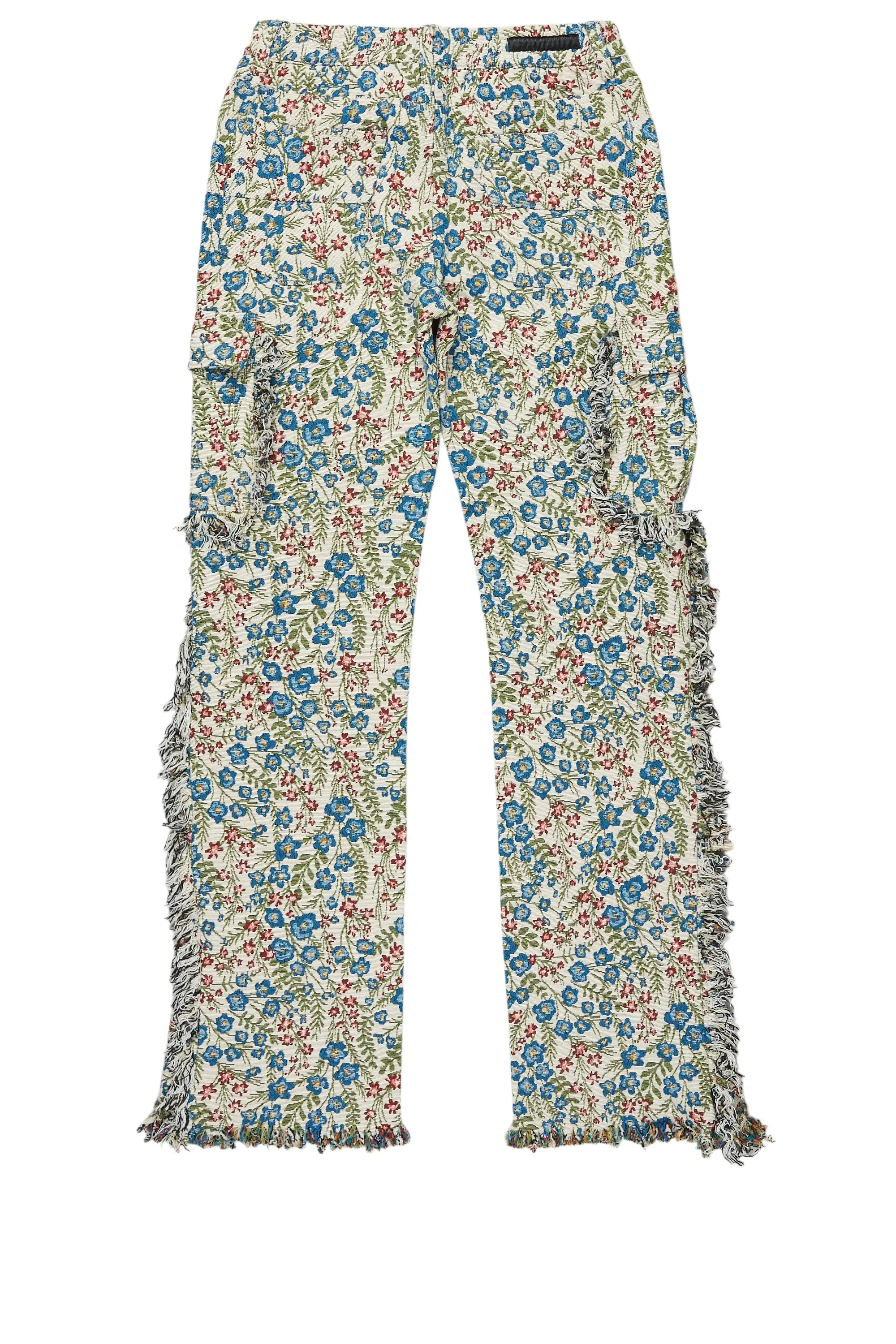 Girls Anaya Beige/Blue Slim Flare Pants