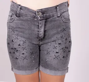 Girls Gray Shorts Jeans