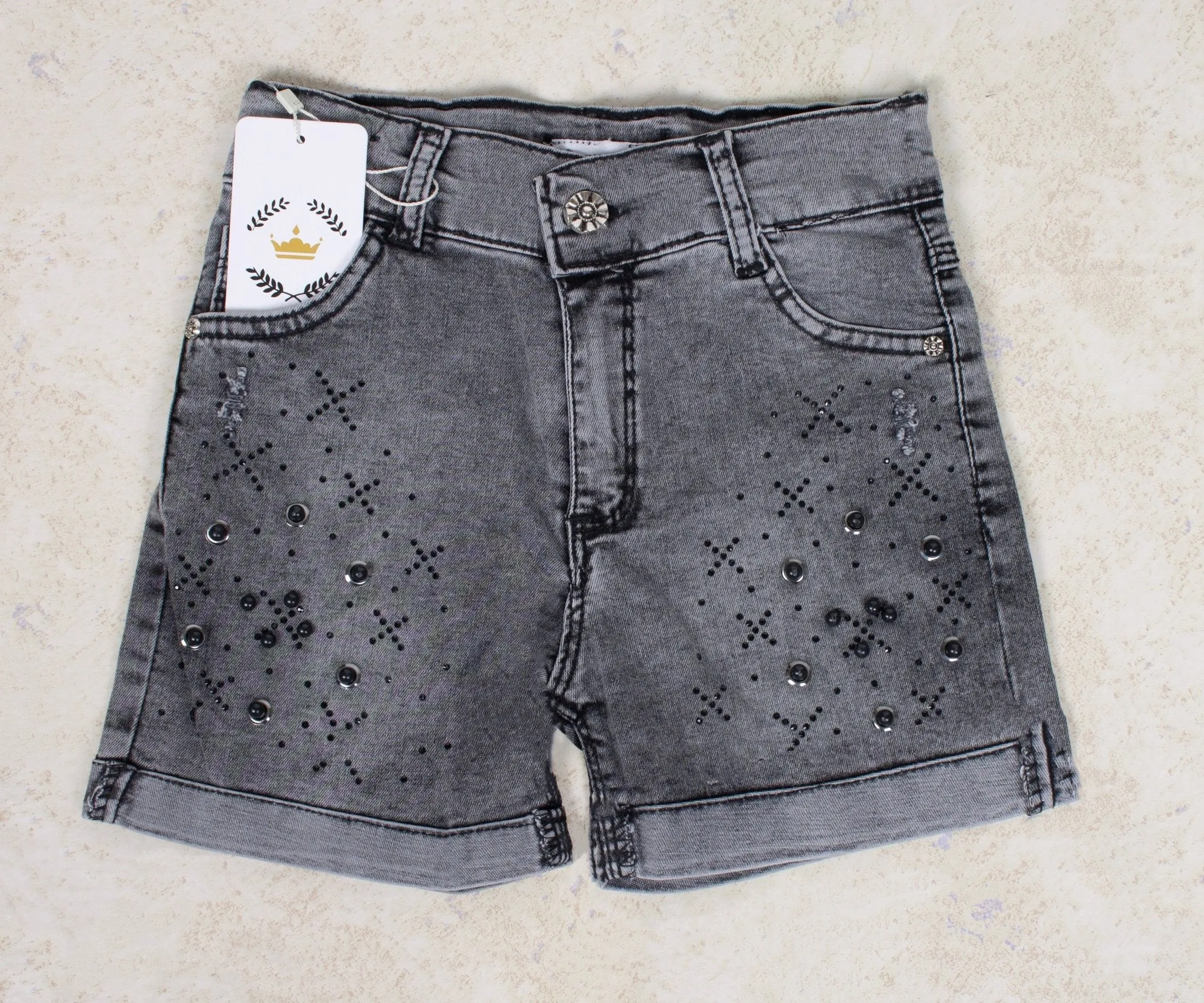 Girls Gray Shorts Jeans