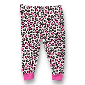 Girls Mon Petit Size 12 Months Pink & Black Leopard Print Leggings