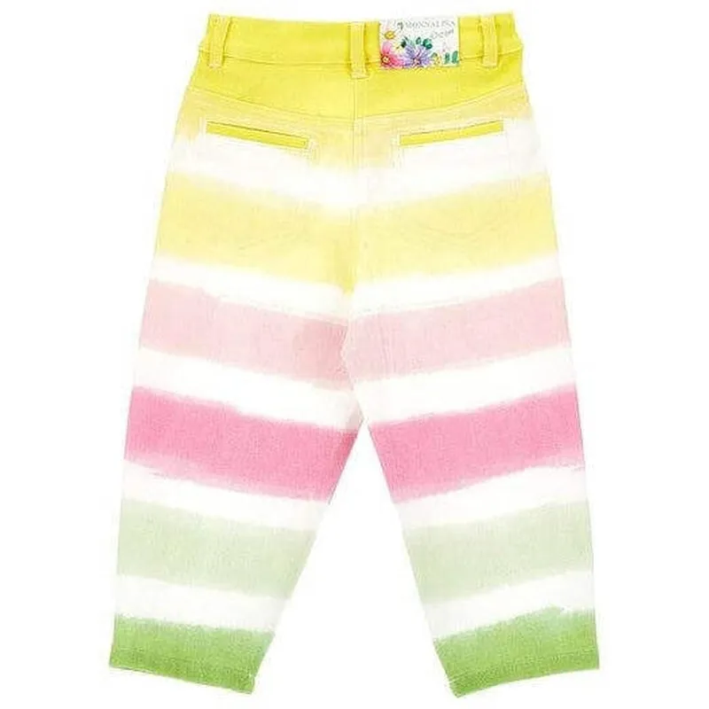 Girls Multi Stripe Cotton Jeans