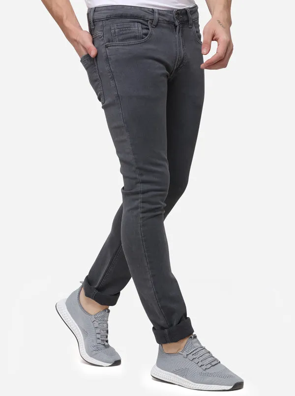 Grey Narrow Fit Solid Jeans | Greenfibre