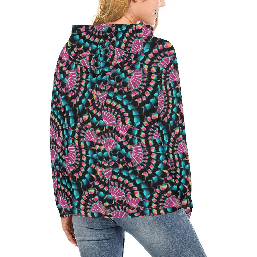 Hawk Feathers Heat Map Hoodie for Women (USA Size)