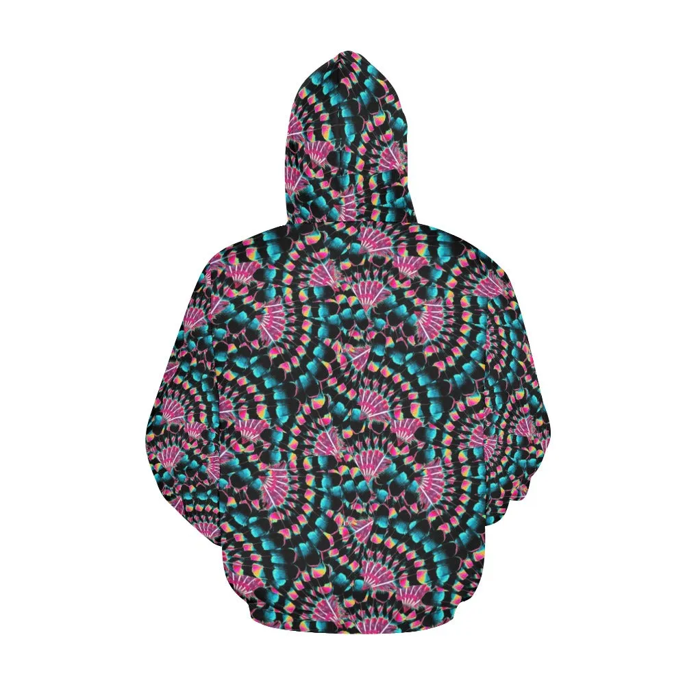 Hawk Feathers Heat Map Hoodie for Women (USA Size)