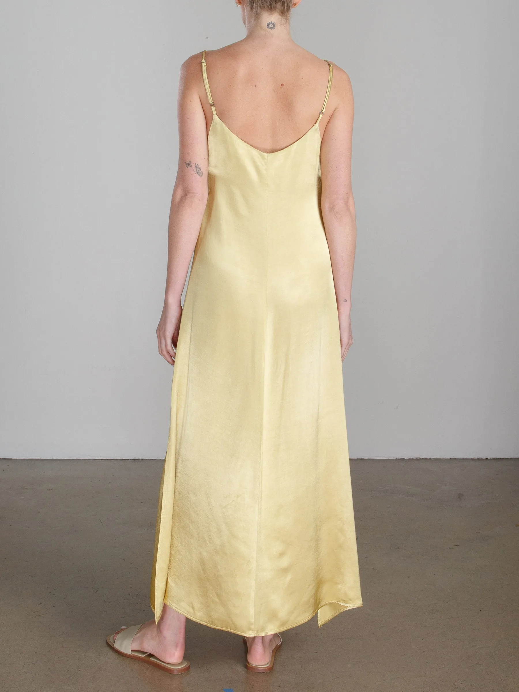 Henri Dress in Vintage Satin - Citron