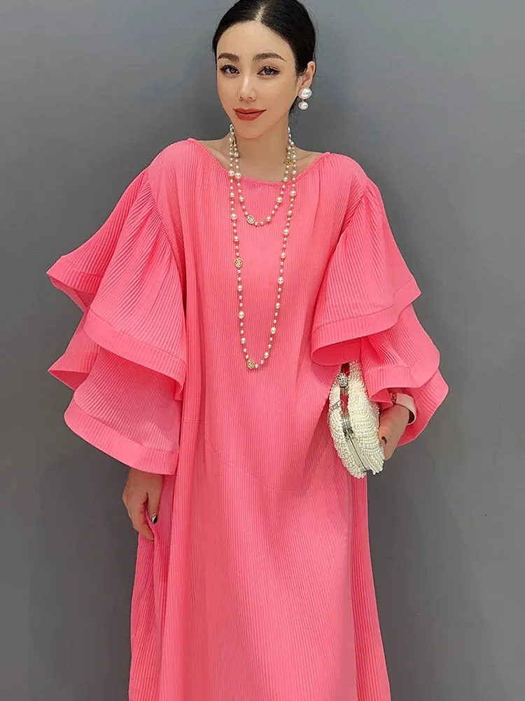 HEYFANCYSTYLE Elegant Chic Dramatic Ruffle Sleeves Dress