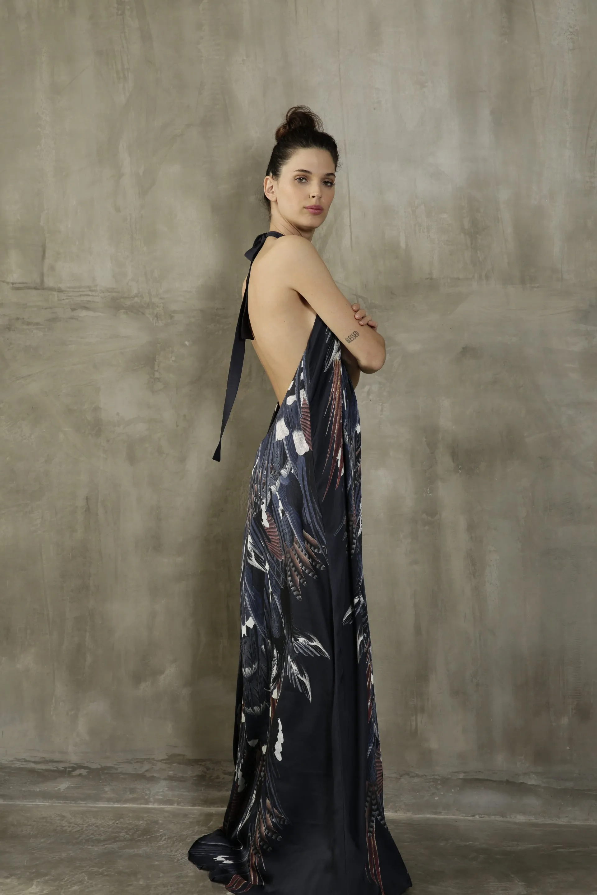 Indigo Halter Maxi Dress by S-Mode