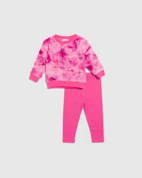 Infant Girl Velour Tie Dye Sweatshirt Set