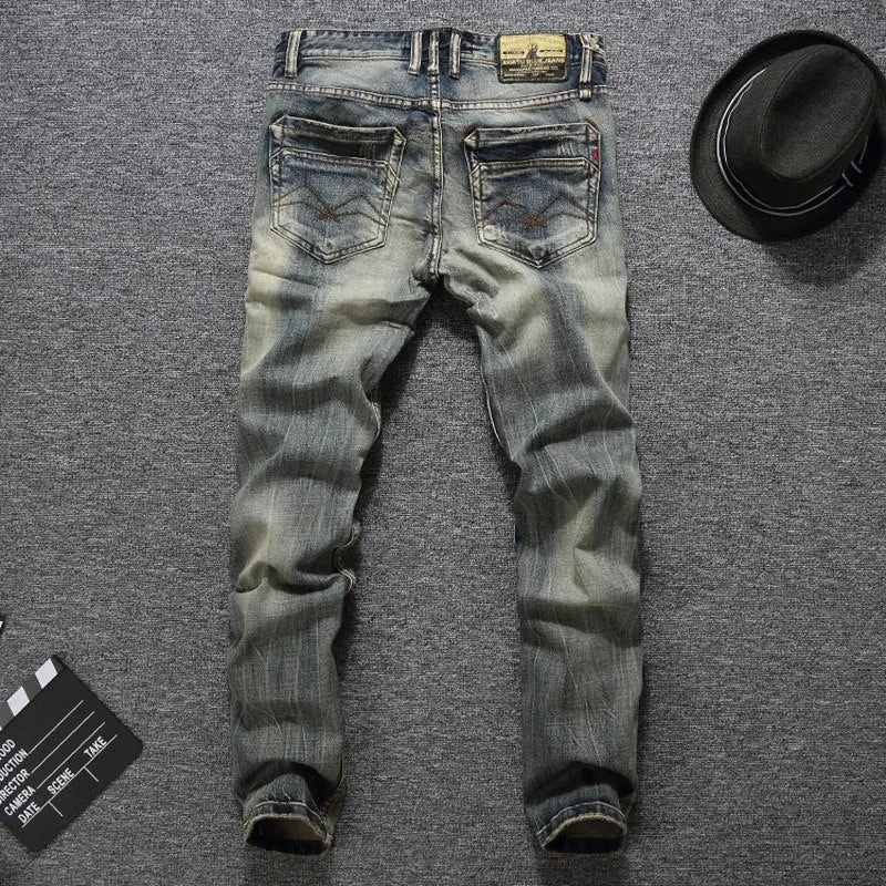 Italian Vintage Designer Men Jeans Good Quality Casual Pants Slim Fit Buttons Classical Jeans Balplein Brand Jeans Men