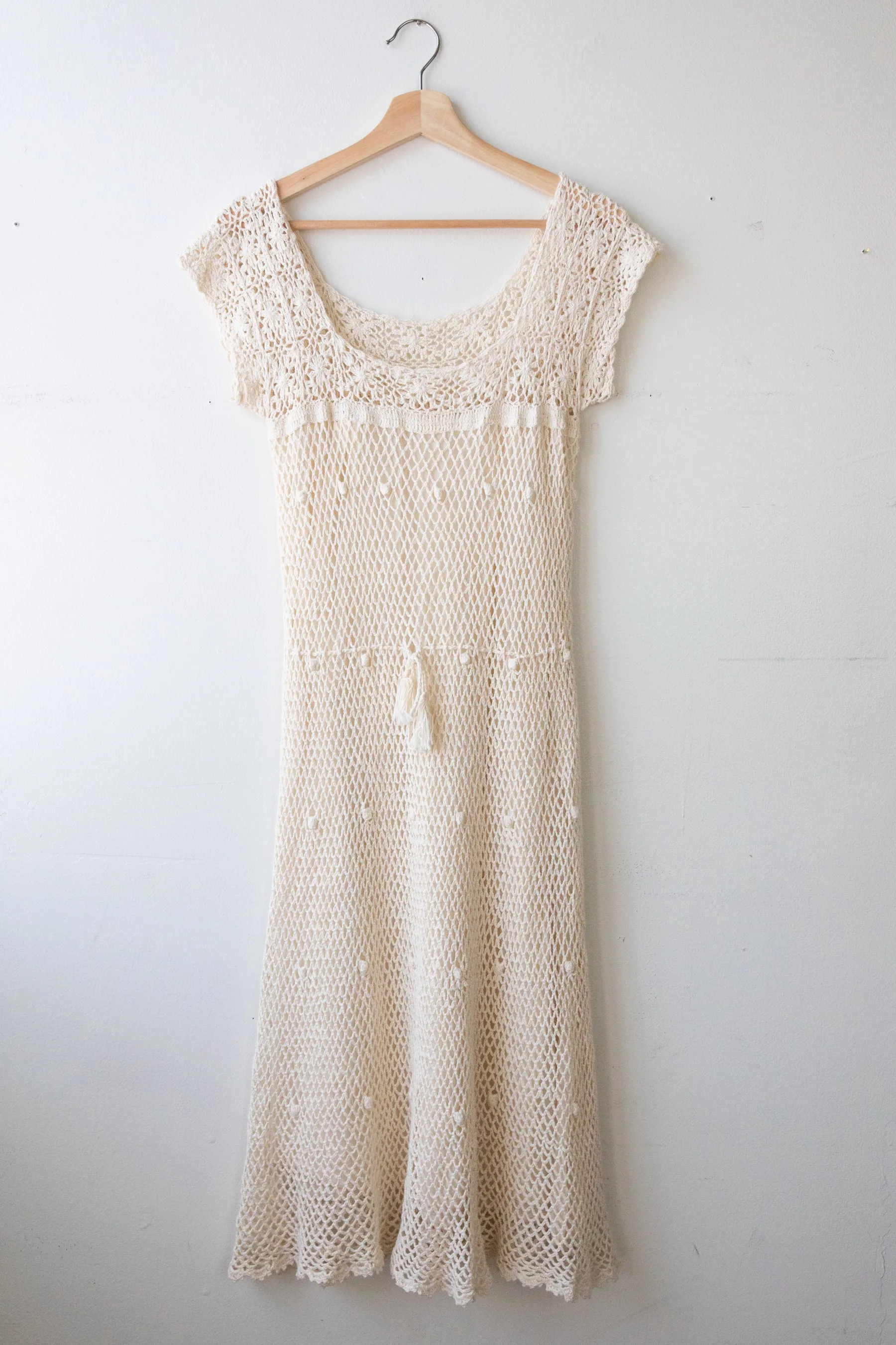 Ivory Crochet Midi Dress