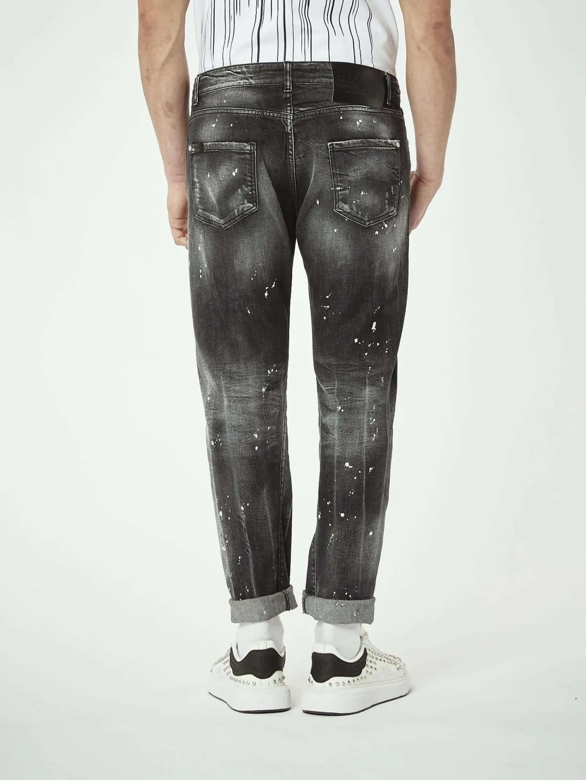 Jeans Skinny con Schizzi Nero