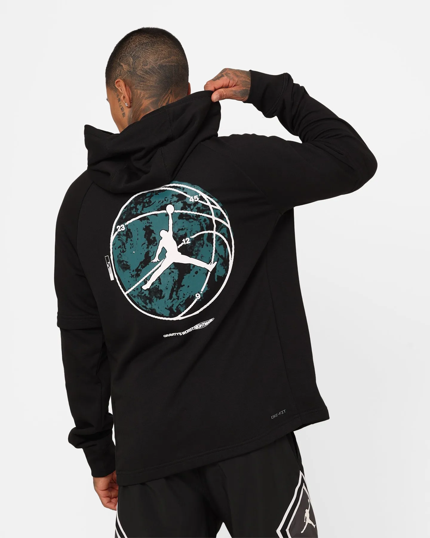 Jordan Dri-FIT Sport Graphic Fleece Pullover Hoodie Black/White/Sky