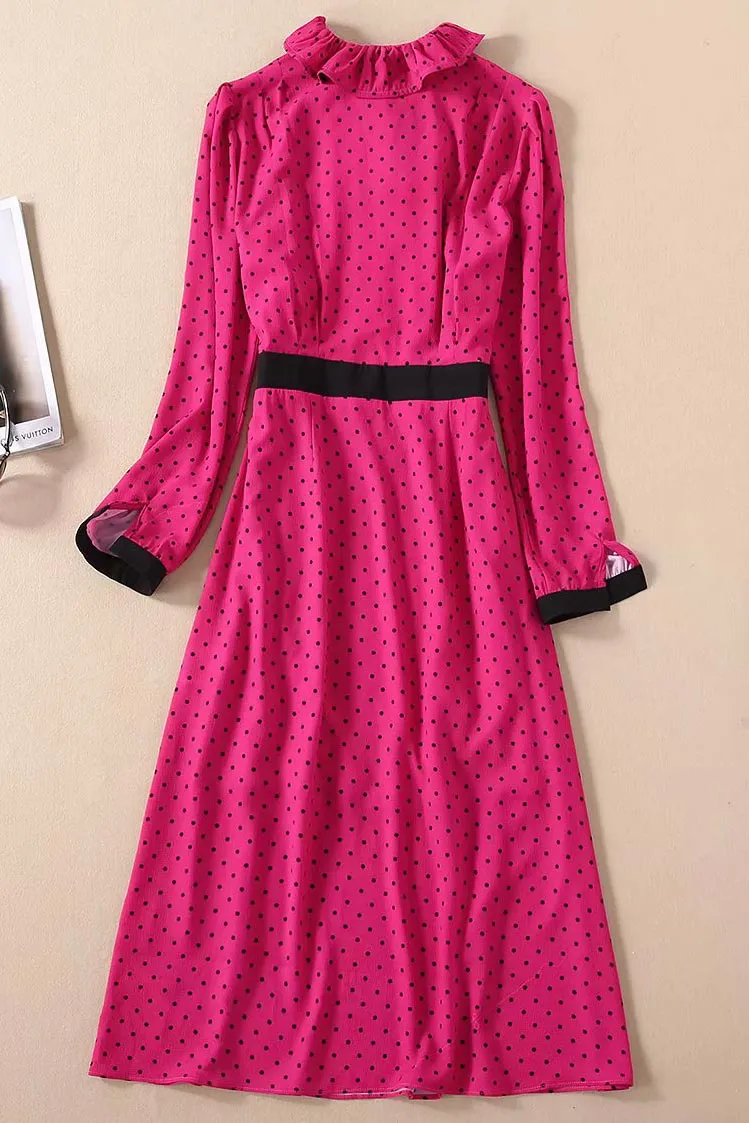 Kate Middleton Vintage Pink Polka Dot Ruffled Dress