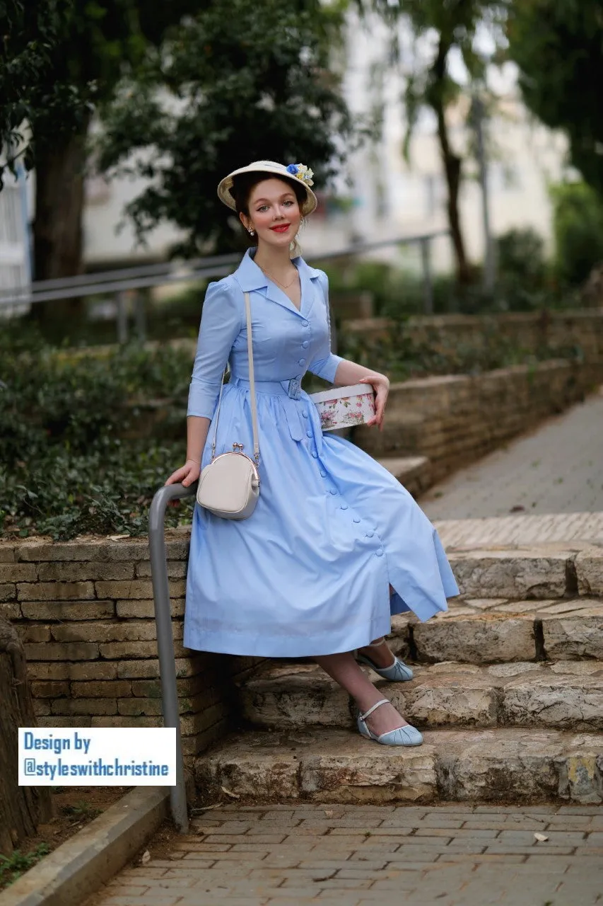 Kathy Dress in light blue linen