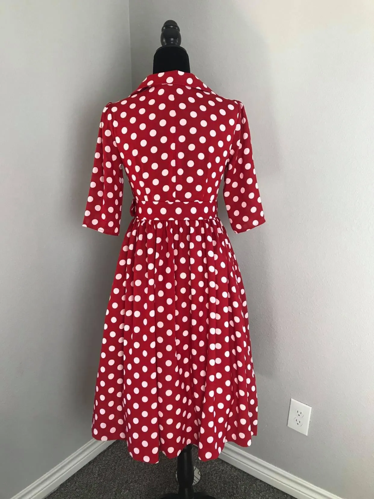 Kathy Dress in Red White Polka Dots size M