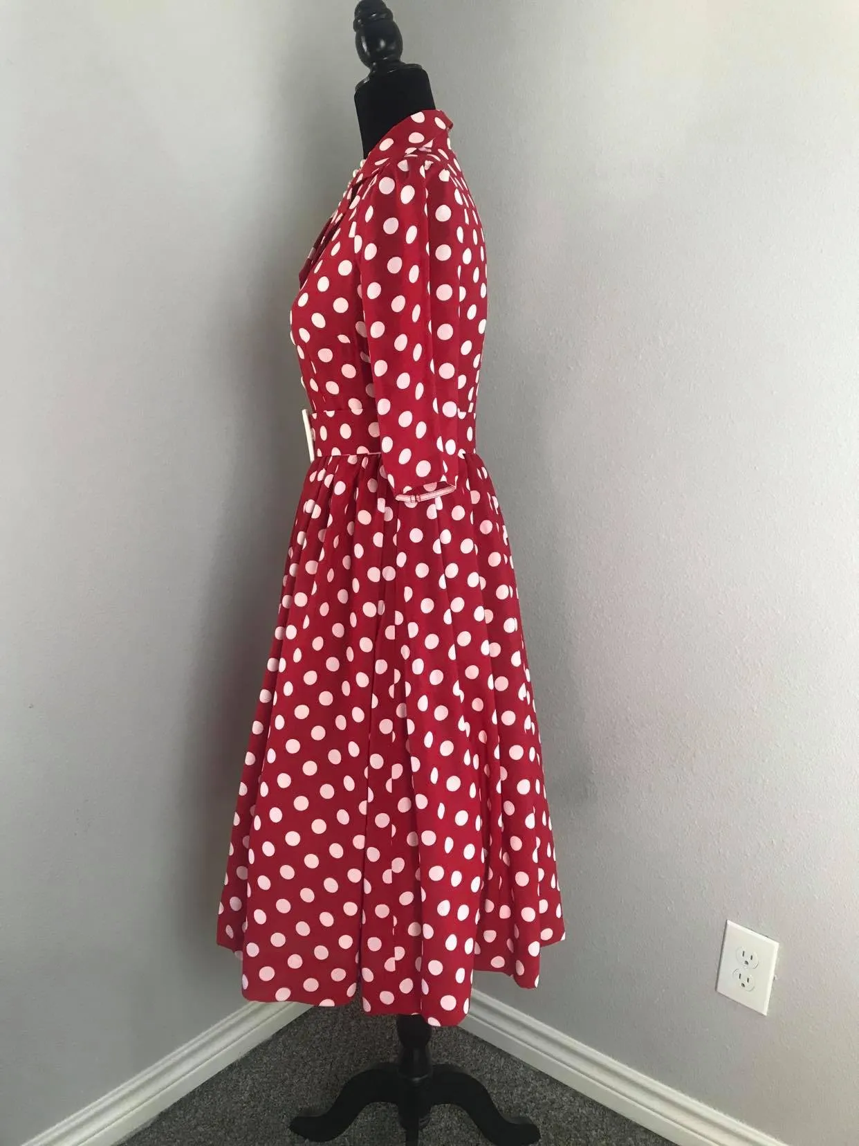 Kathy Dress in Red White Polka Dots